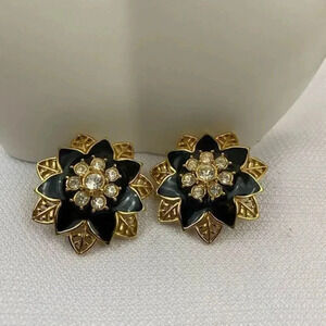 1992 Vintage Avon Festive Sparkle Stud Flower Earrings